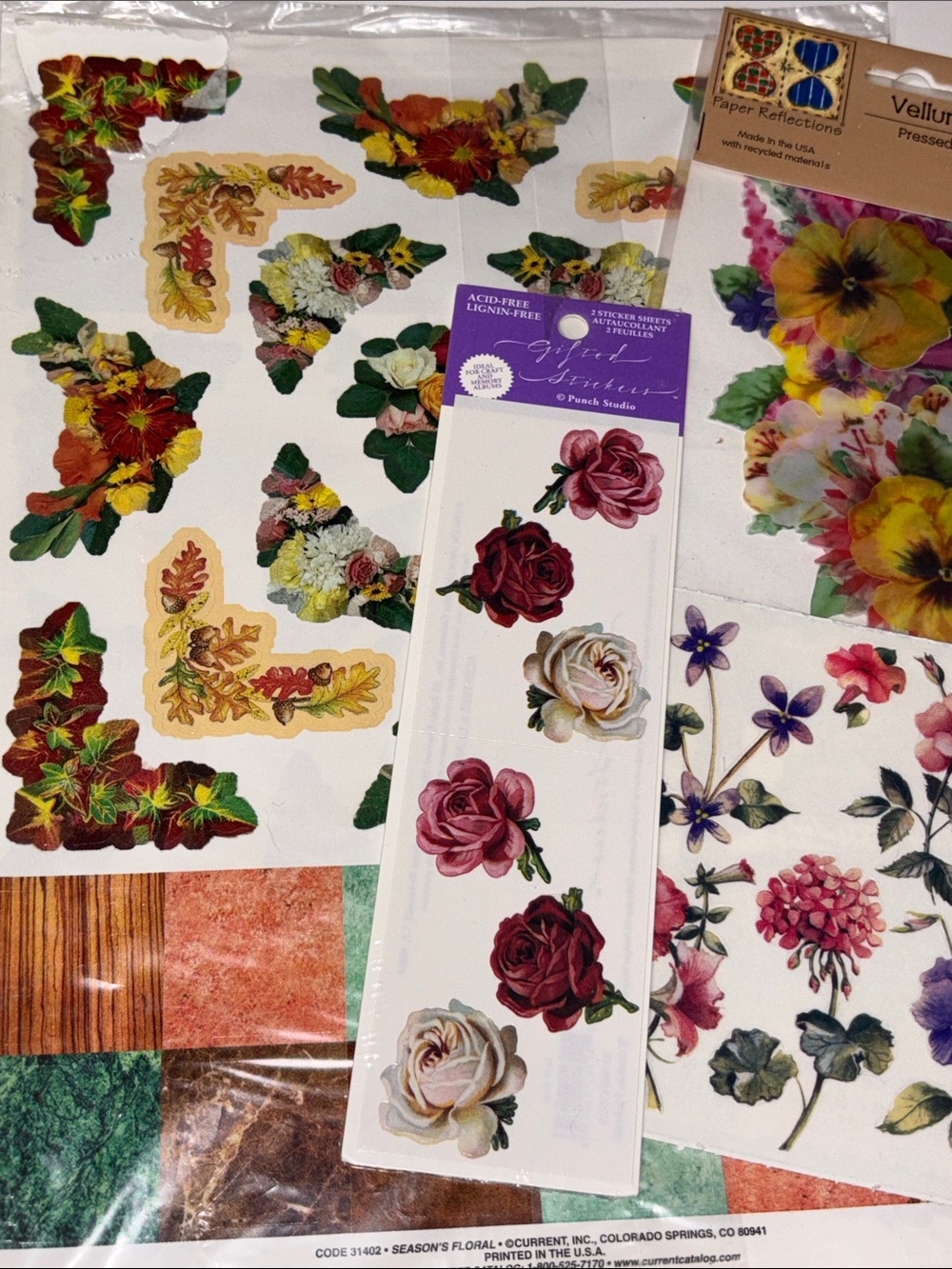 Vintage Floral Die-Cut Sticker Sheets - Roses & Pansies